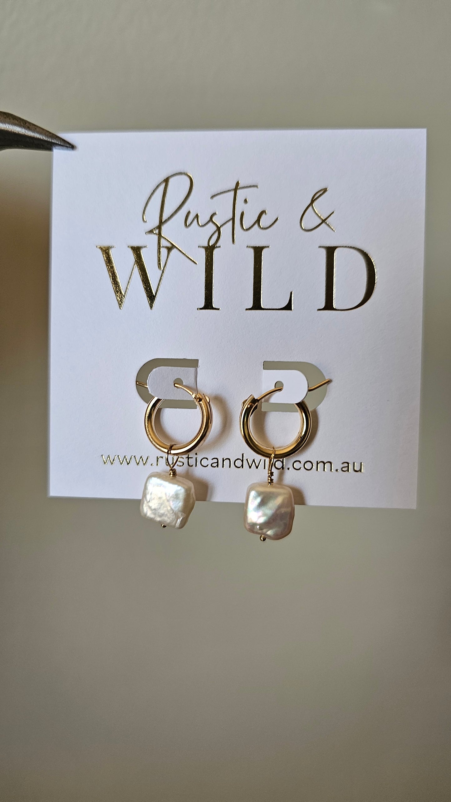 Square Baroque Pearl Hoops - 14k Gold Filled