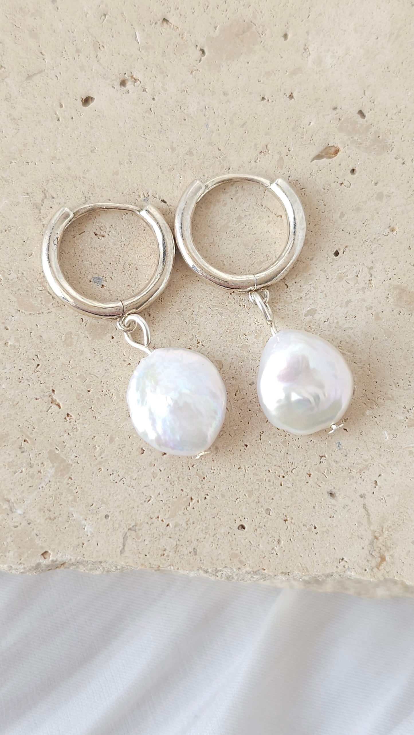 Coin Pearl Hoops