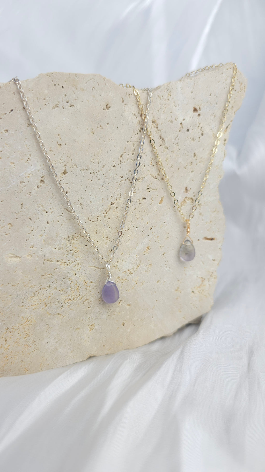Crystal Droplet Necklace - Rainbow Fluorite