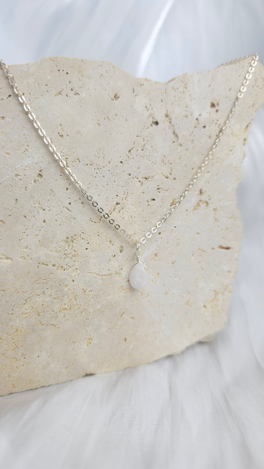 Crystal Droplet Necklace - Moonstone