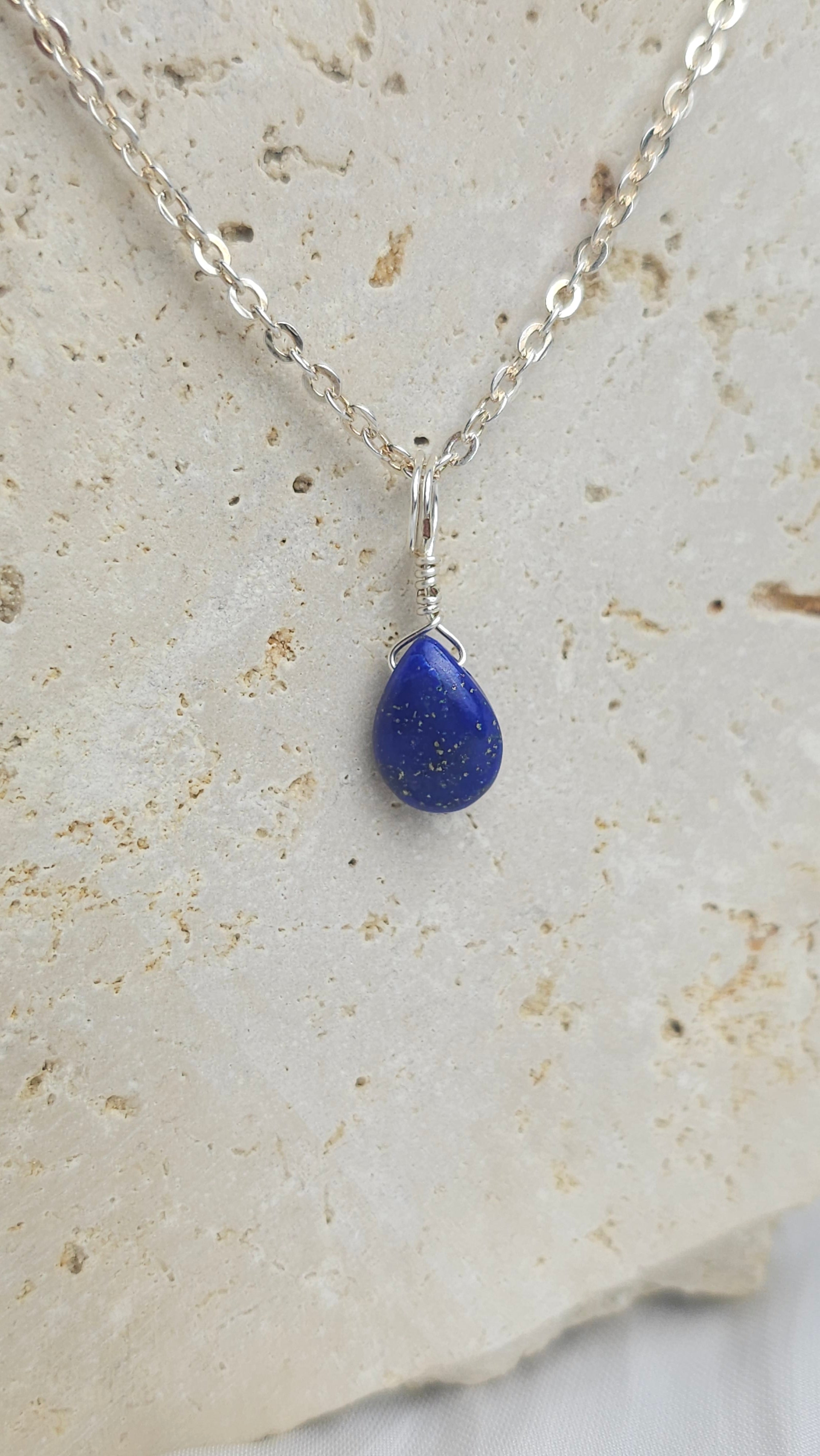 Crystal Droplet Necklace - Lapis Lazuli