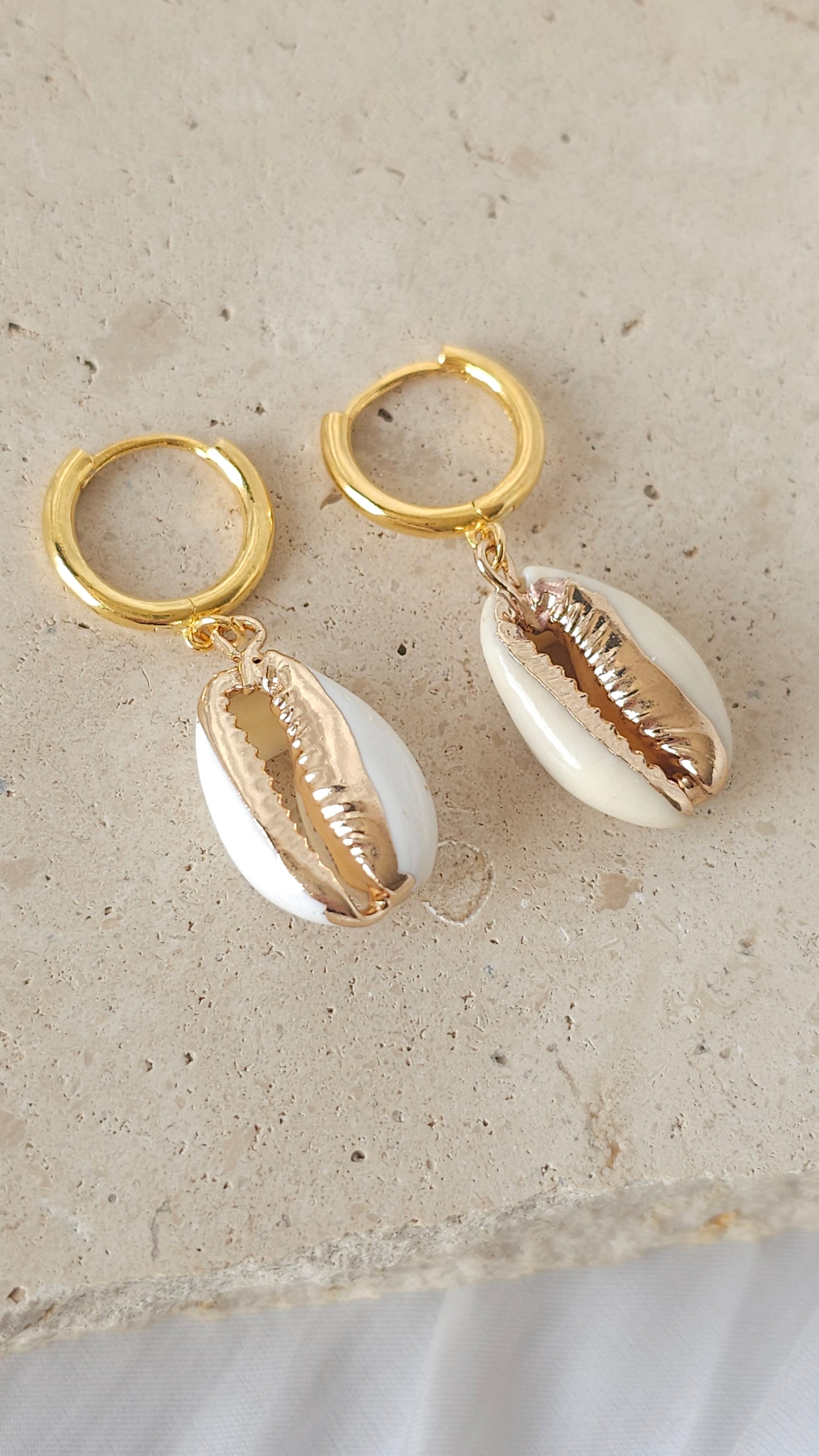 Cowrie Shell Hoops