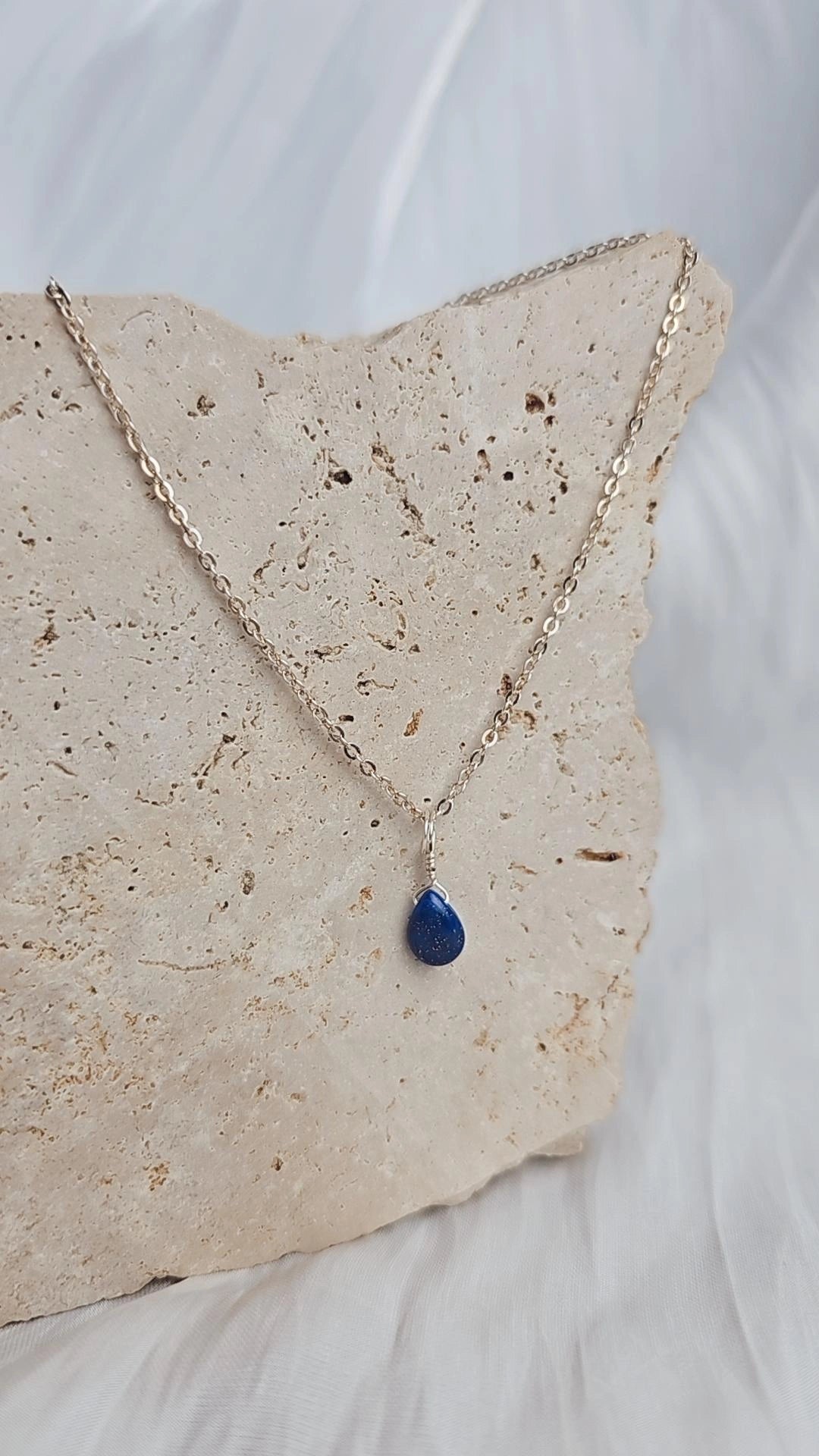 Crystal Droplet Necklace - Lapis Lazuli