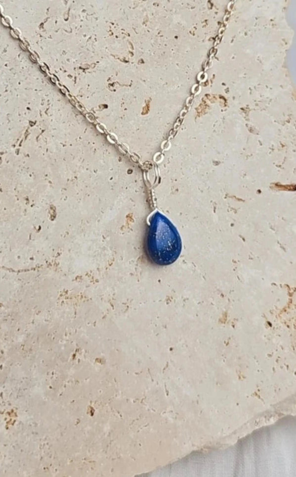 Crystal Droplet Necklace - Lapis Lazuli