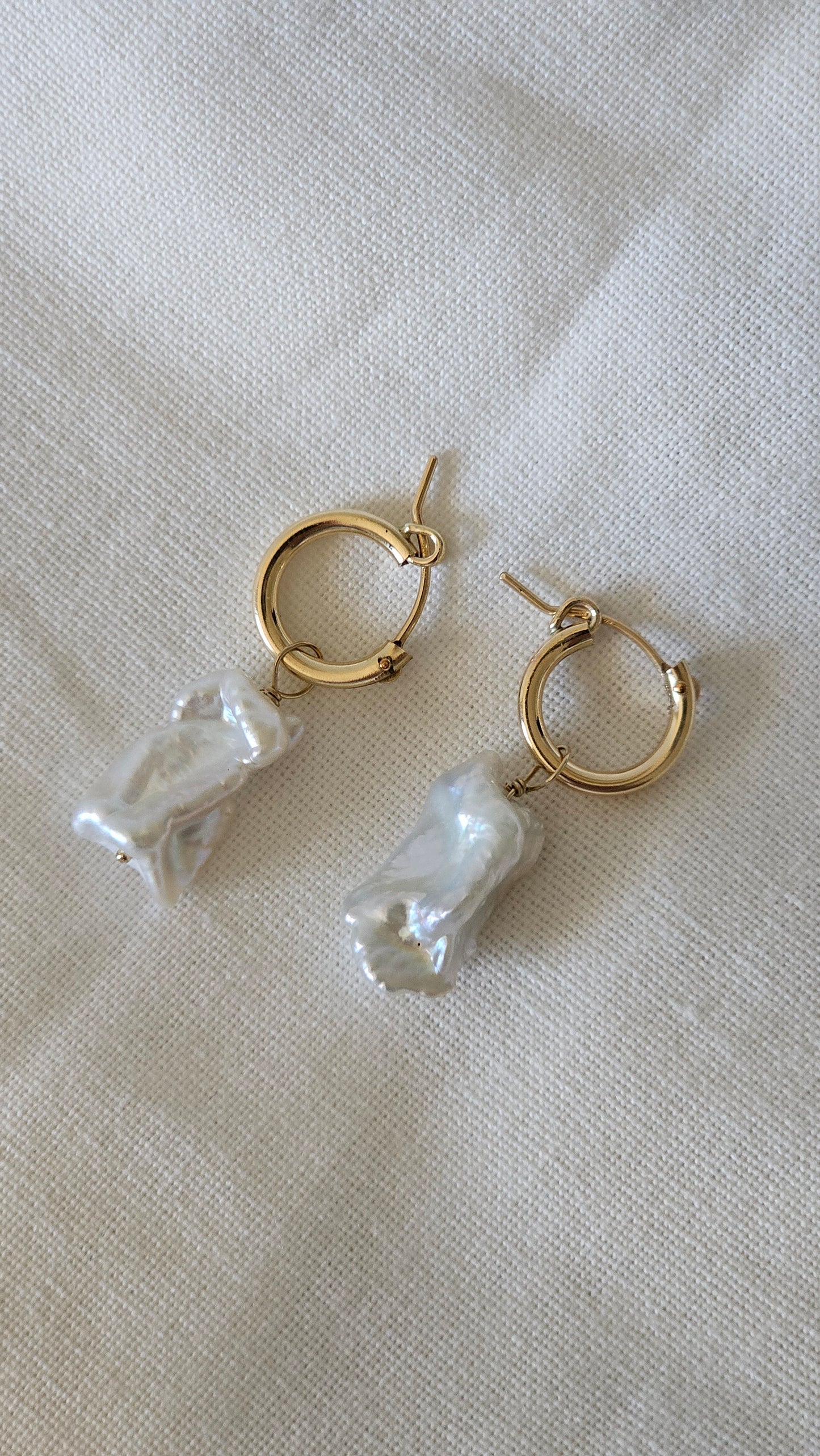 Baroque Pearl Hoops - 14k Gold Filled