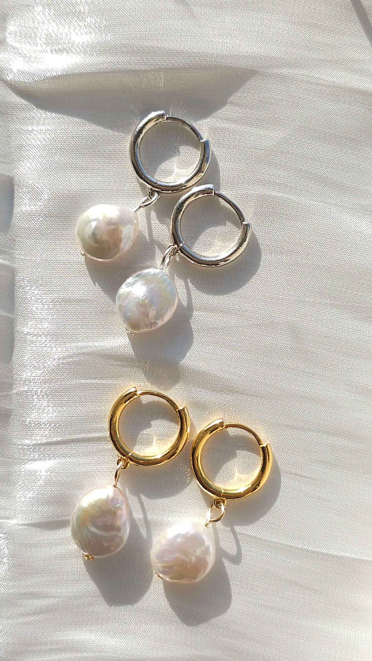 Coin Pearl Hoops