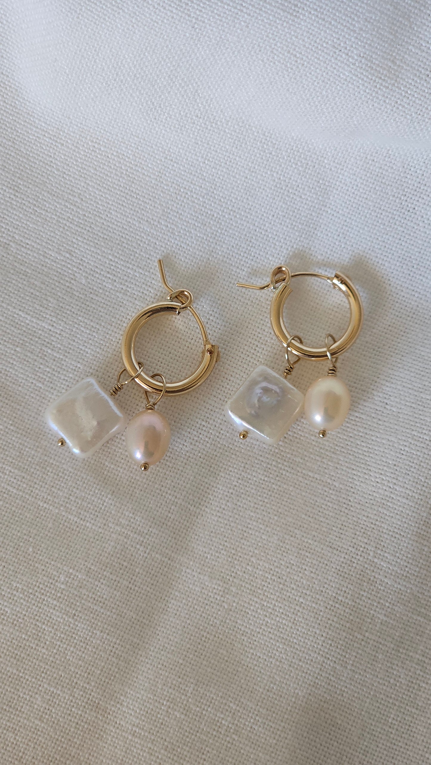 Pearl Hoops - 14k Gold Filled