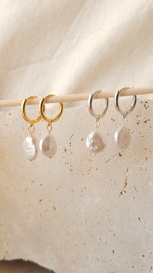 Coin Pearl Hoops