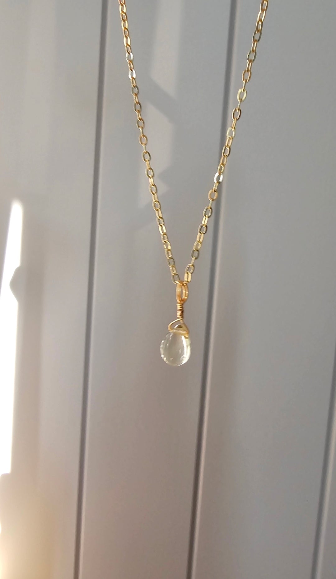 Crystal Droplet Necklace - Citrine
