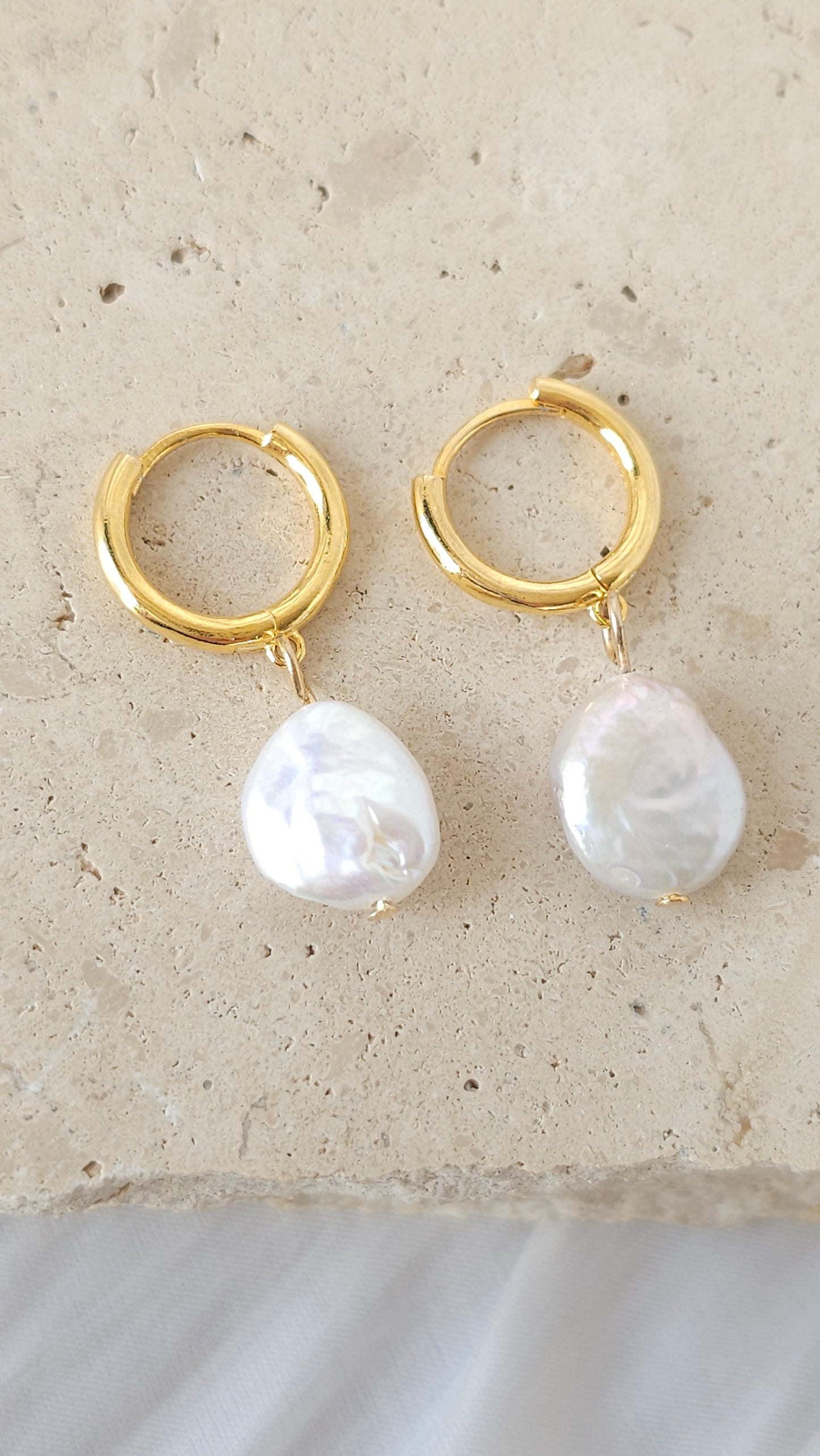 Coin Pearl Hoops