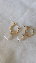 Square Baroque Pearl Hoops - 14k Gold Filled